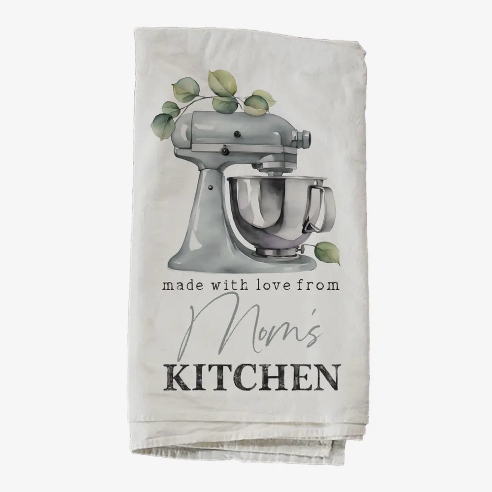 Mom's Kitchen Gray Stand Mixer Tea Towel - Decorative Kitchen Towel
